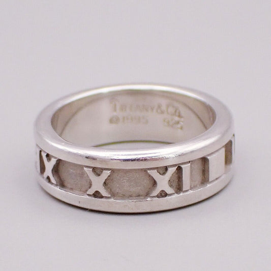 TIFFANY & CO. Logo Atlas Ring Size US 5 JP 9 Roman Numerals Silver 925 08YF244