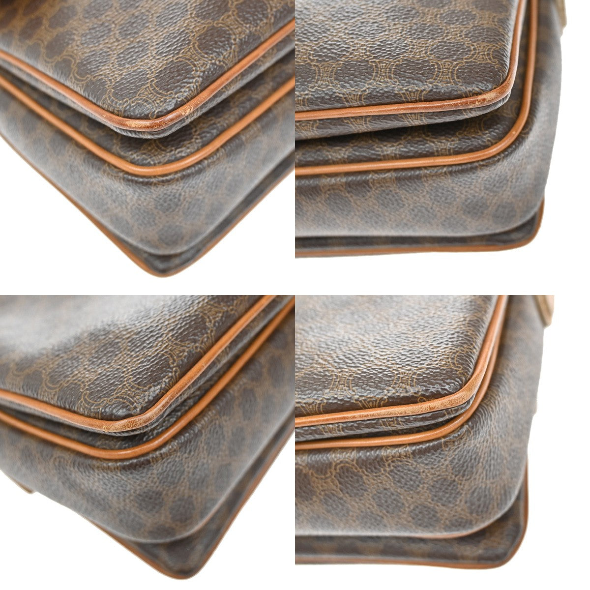 CELINE Logo Macadam Pattern Shoulder Bag PVC Leather Brown GHW Italy 61YH743