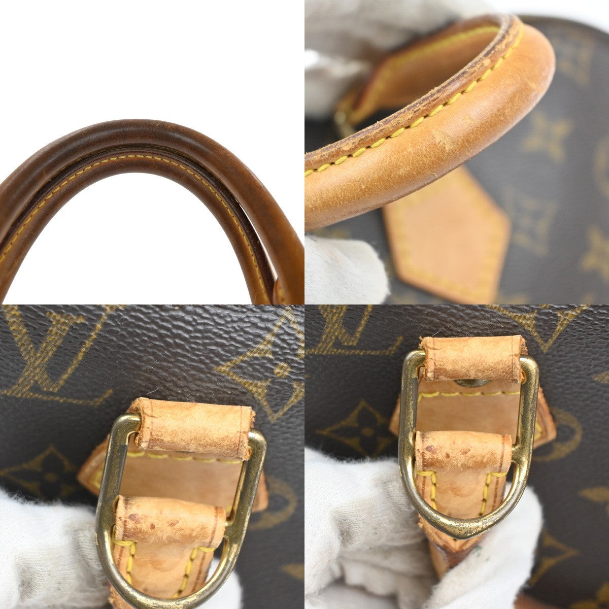 LOUIS VUITTON LV Logo Alma Hand Bag Monogram Leather Brown France M51130 32MA462