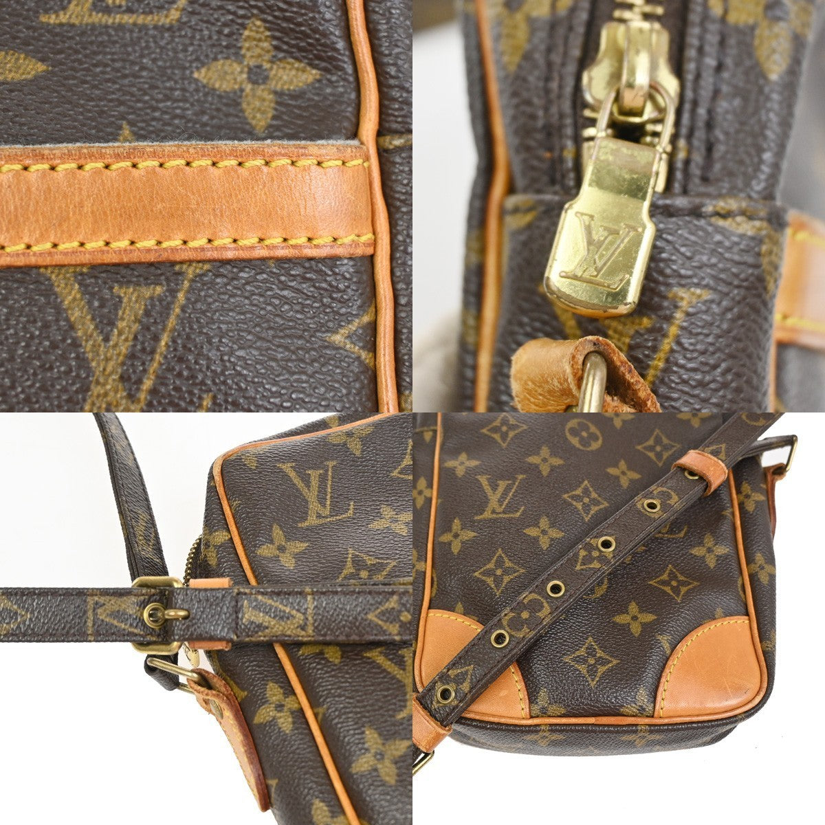 LOUIS VUITTON Danube Shoulder Bag Monogram Leather Brown USA M45266 32KC974