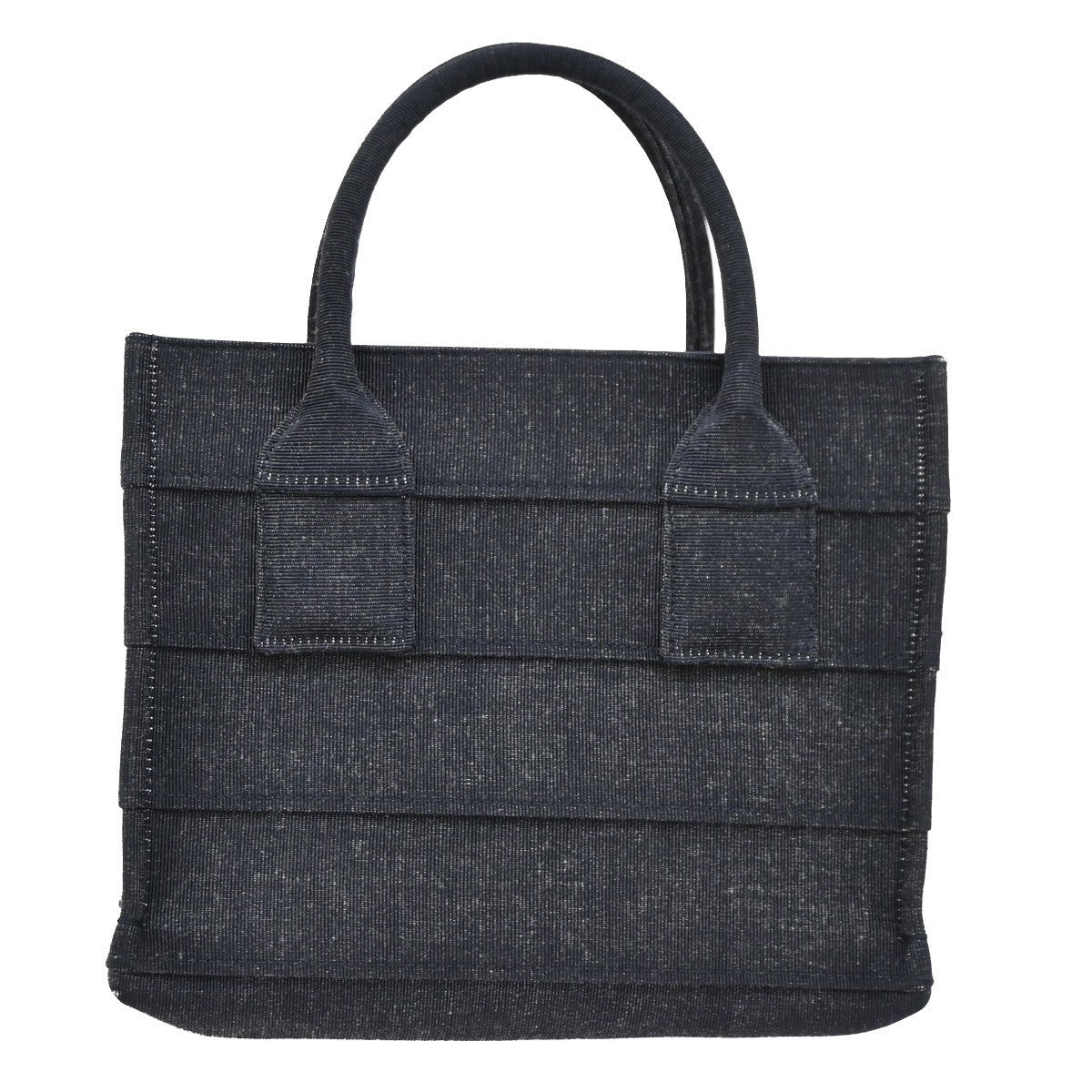 SALVATORE FERRAGAMO Logo Tote Hand Bag Denim Leather Blue Gold Italy 87RL542
