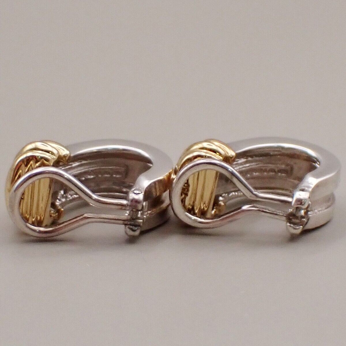 Tiffany & Co. Logo Groove Earrings Gold 750 Silver 925 Hoop 80YF683