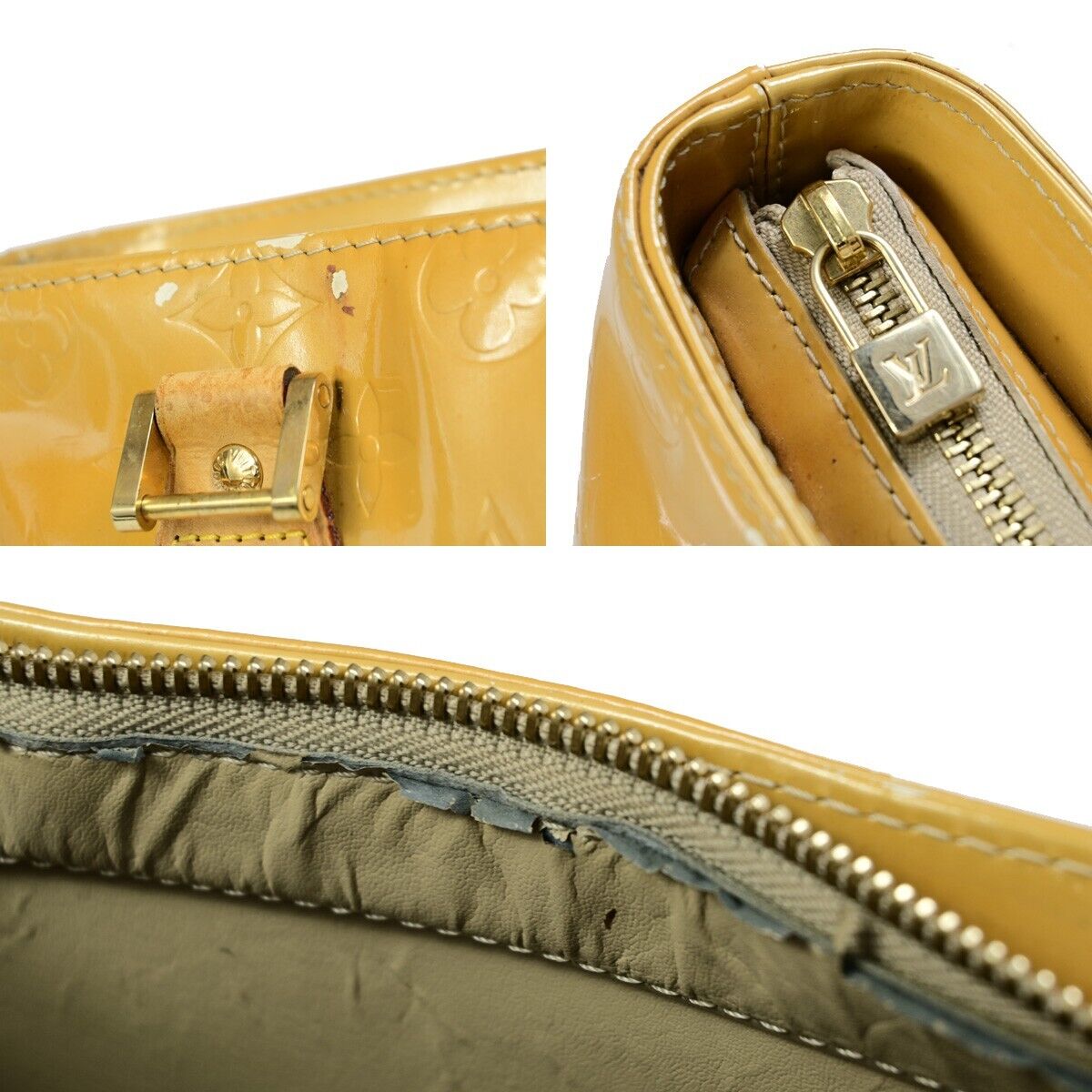 LOUIS VUITTON Houston Shoulder Bag Monogram Vernis Leather Beige M91004 09EB436