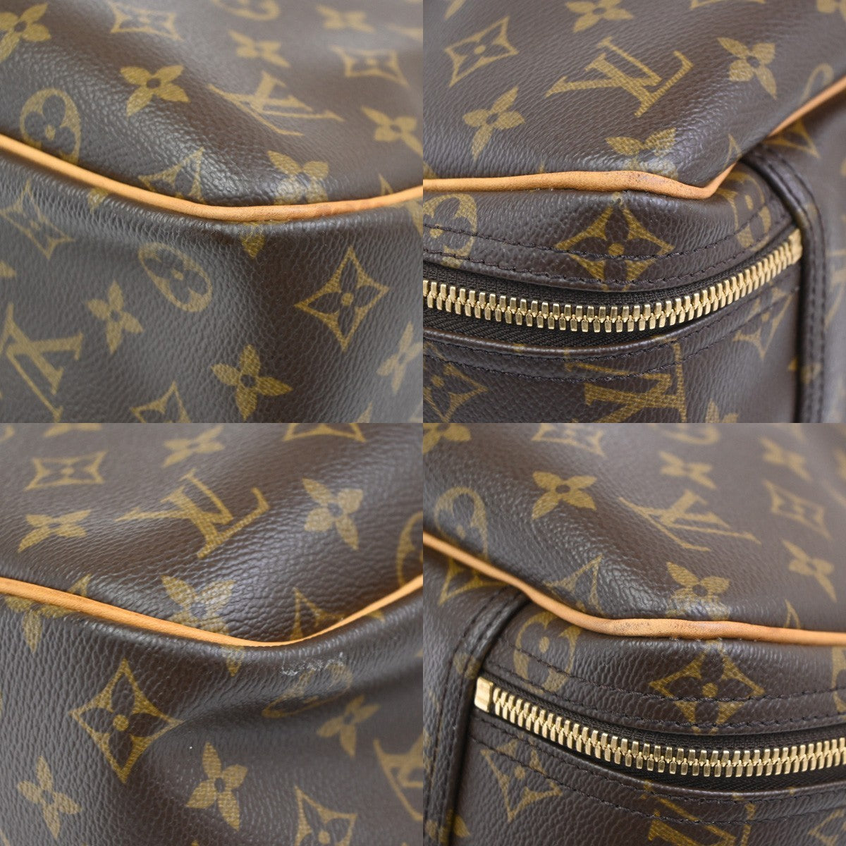 LOUIS VUITTON Alize 24H Travel Hand Bag Monogram Leather Brown M41399 86CA749