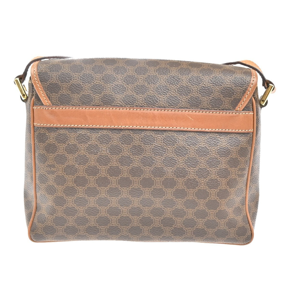 CELINE Logo Macadam Pattern Shoulder Bag PVC Leather Brown GHW Italy 64KC652