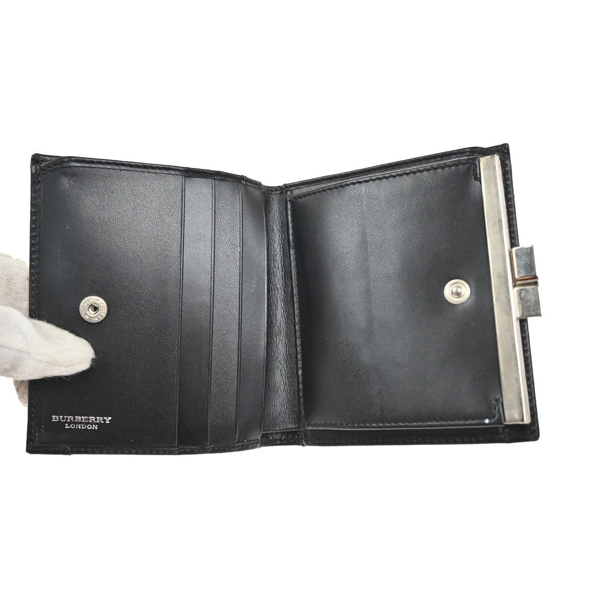 BURBERRY Logo Nova Check Bifold Wallet PVC Leather BE BK SHW Italy 07KC597