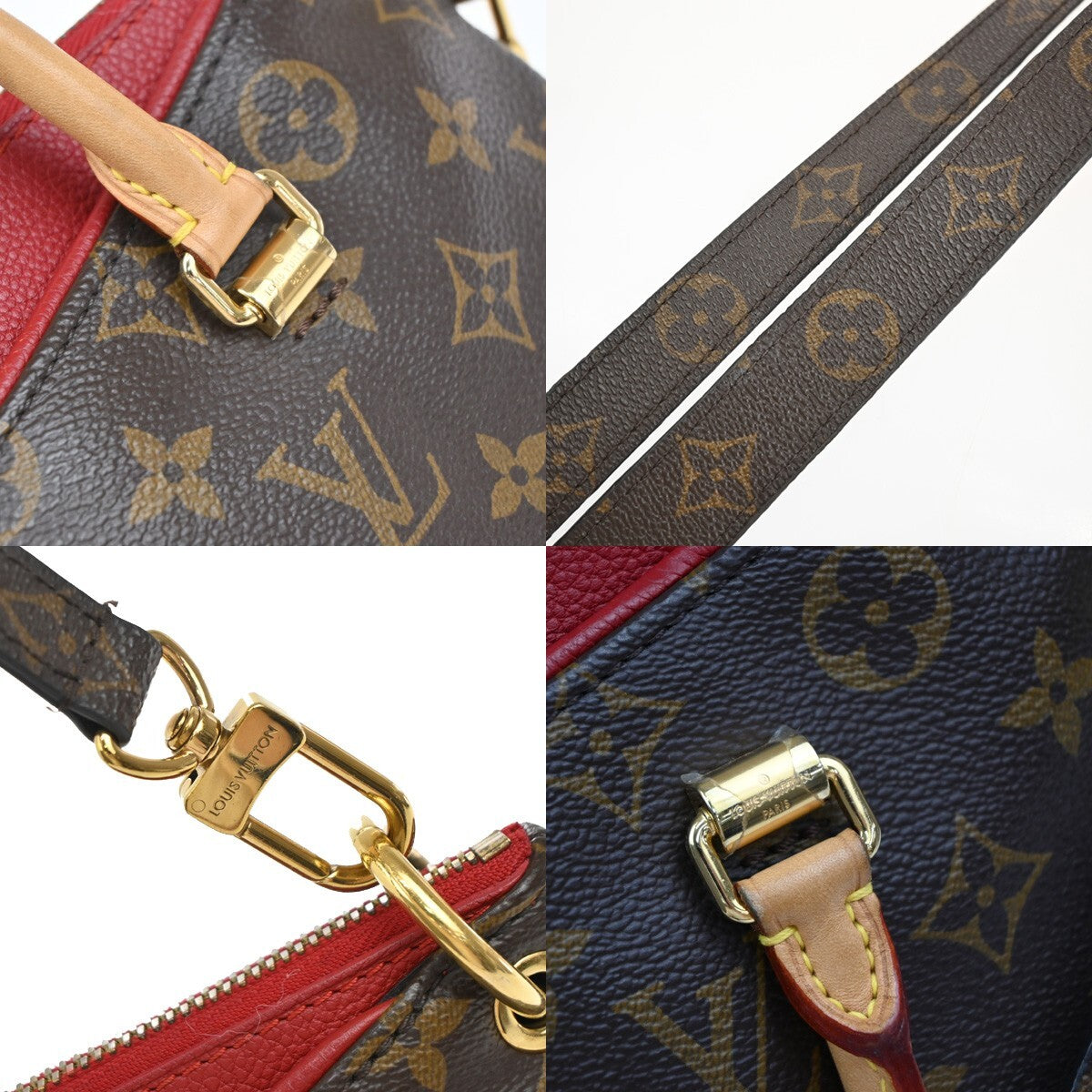 LOUIS VUITTON Pallas BB 2Way Hand Bag Monogram Leather Brown Red M41241 681EE132