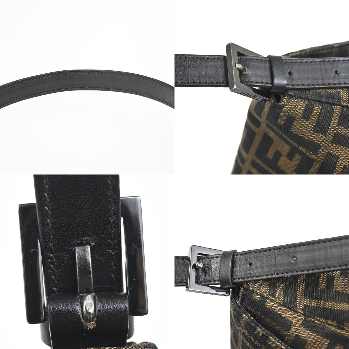 FENDI Zucca Mamma Baguette Shoulder Bag Canvas Leather Brown SHW Italy 95RL921