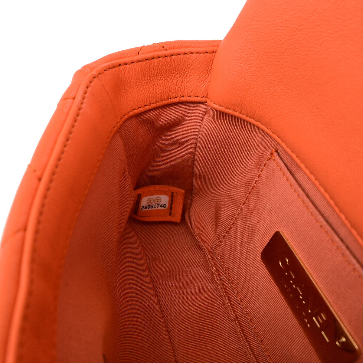 CHANEL 19 CC Logo Quilted Chain Waist Bum Body Bag Leather Orange GHW 813RK713