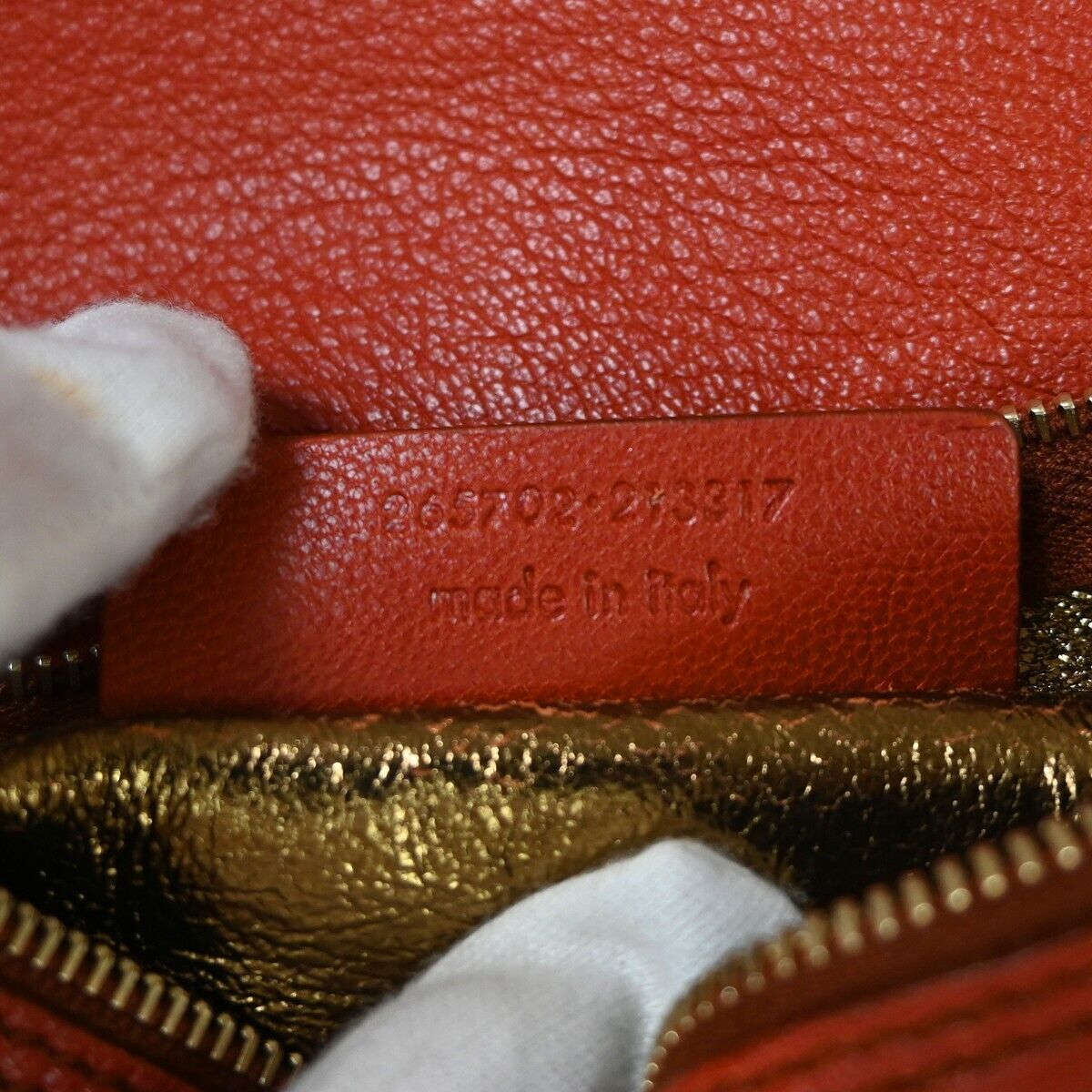 YVES SAINT LAURENT Neo Double Reversible Shoulder Bag Leather Red Gold 33EA097
