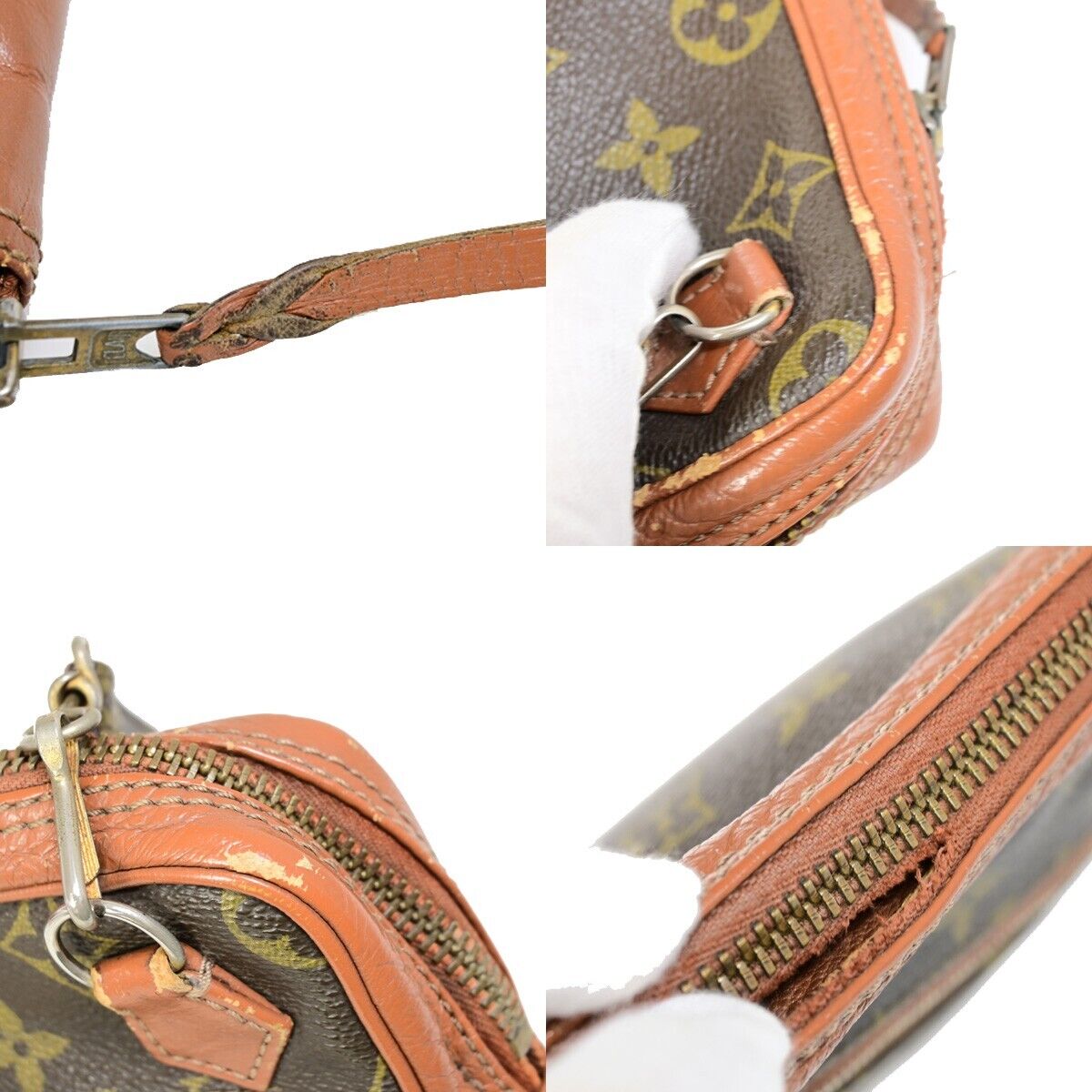 LOUIS VUITTON LV Logo Shoulder Bag Monogram Leather Brown France 04FA759