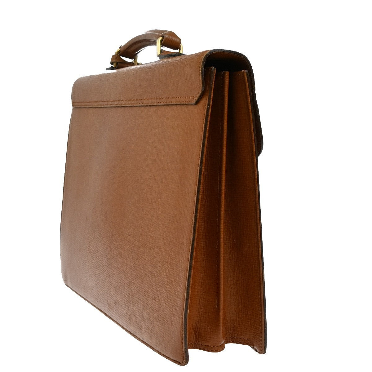 Burberrys Logo Business Briefcase Hand Bag Leather Brown GHW 09YH813