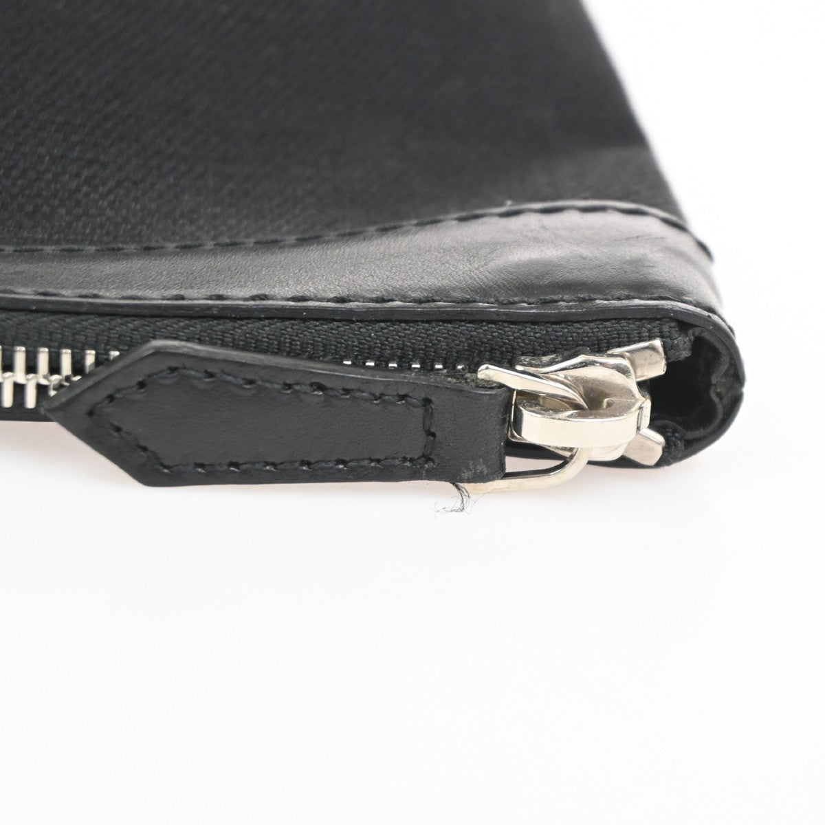 BALENCIAGA Logo Clutch Ba Canvas Leather Black SHW Italy 63TA693