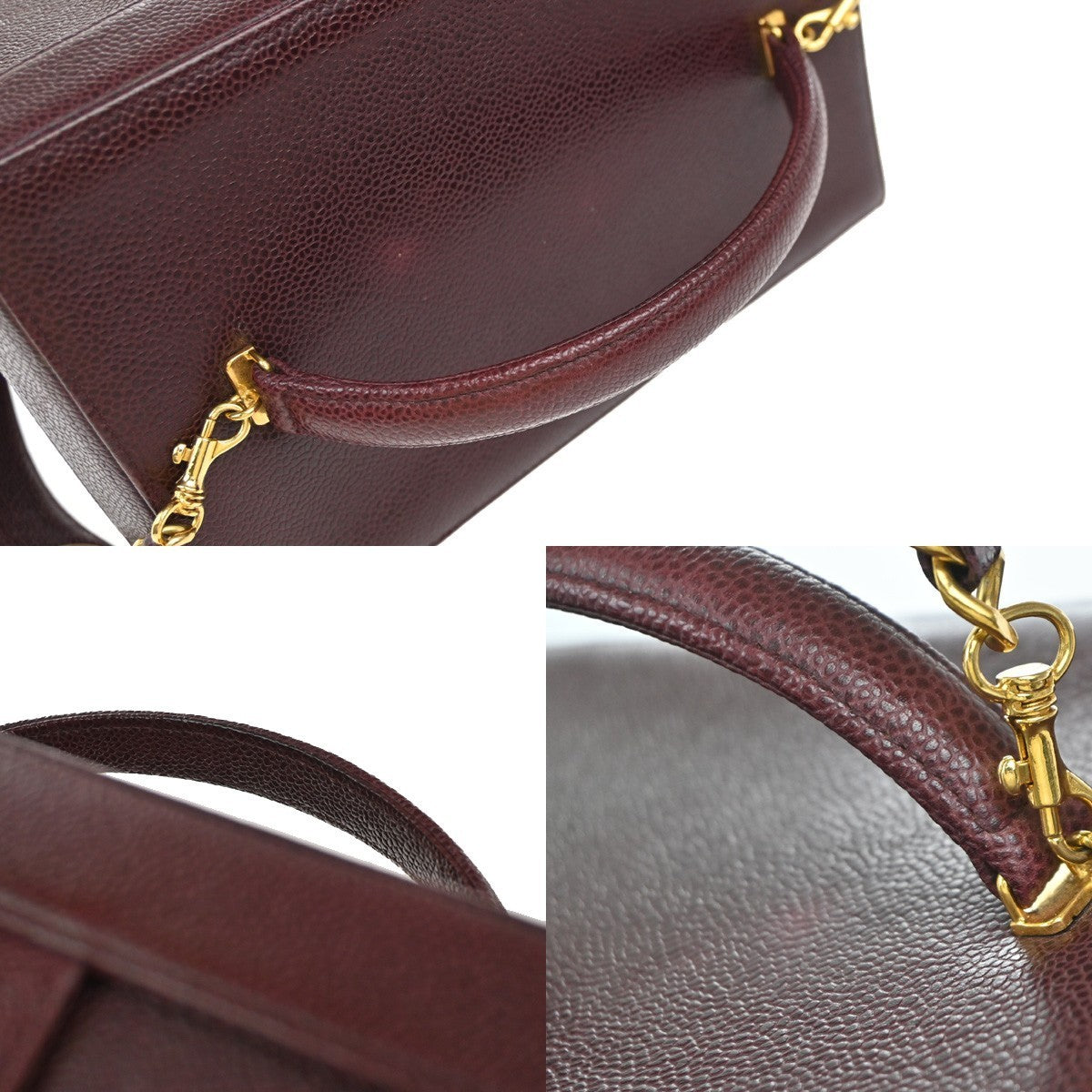 CHANEL 2Way Vanity Shoulder Hand Bag Calfskin Leather Red Vintage 330RP046