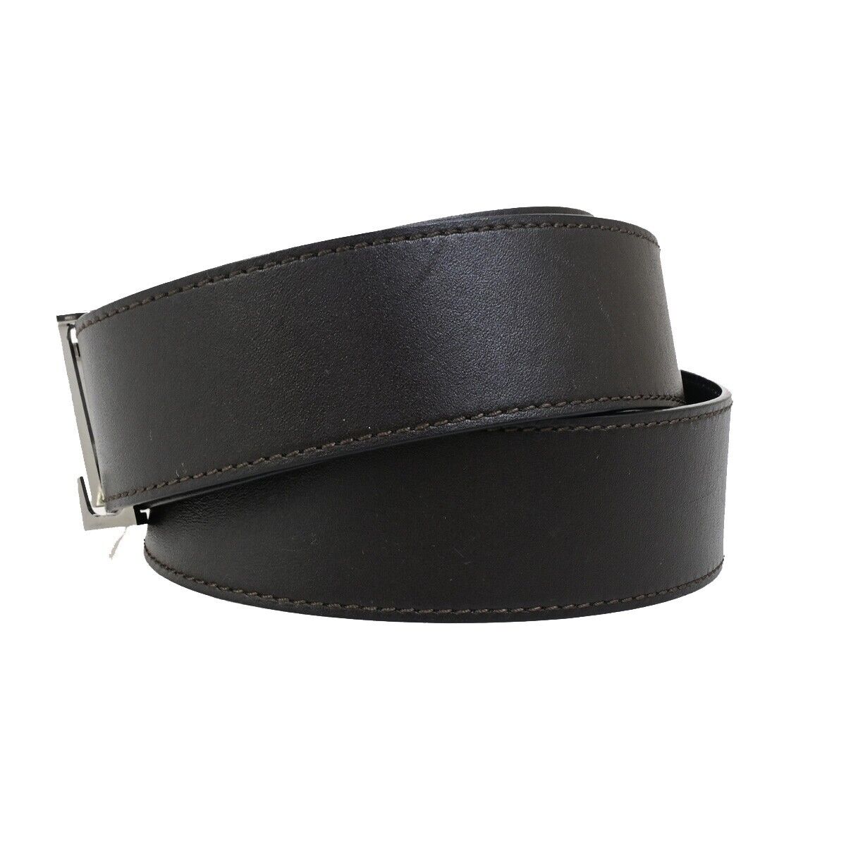 LOUIS VUITTON Ceinture Initiales Belt Leather Brown 85/34 Spain M9887 33FB327