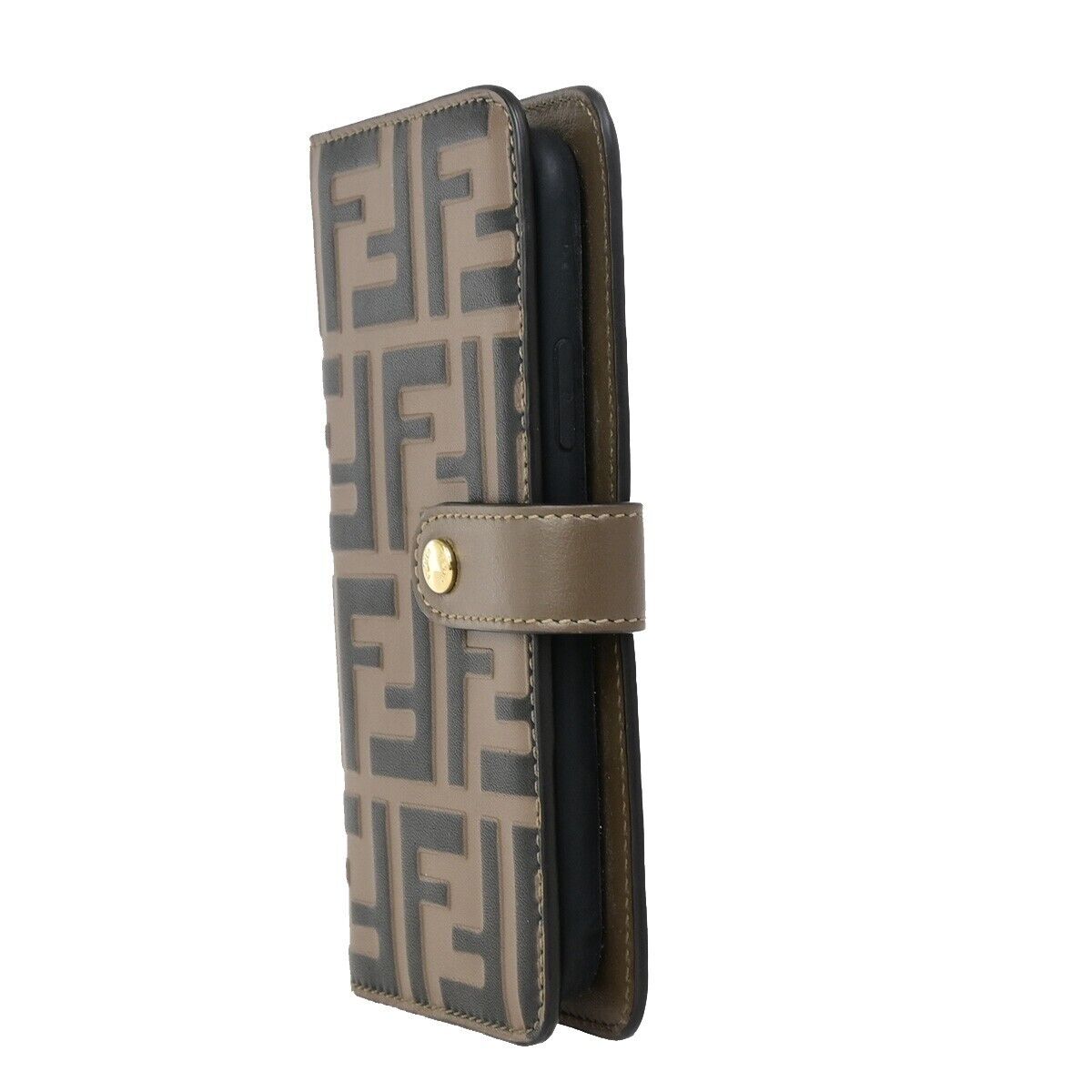 FENDI Logo Zucca Pattern Phone Case iPhone 11 Pro Leather Brown Italy 09SJ441