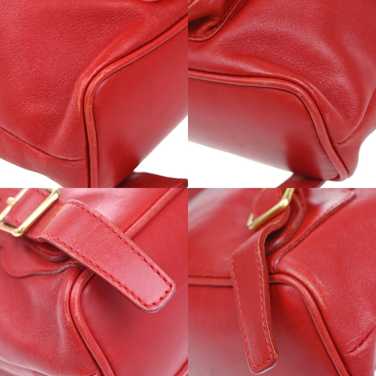 GUCCI Logo Bamboo Drawstring Mini Backpack Bag Leather Red GHW Italy 62EG250