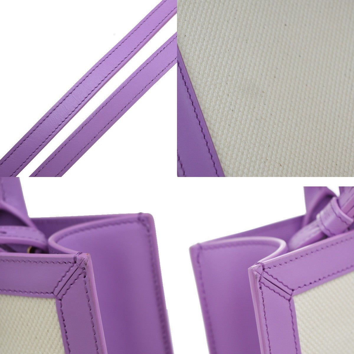 CELINE Vertical Cabas 2Way Shoulder Hand Tote Bag Canvas Leather Purple 21EG332