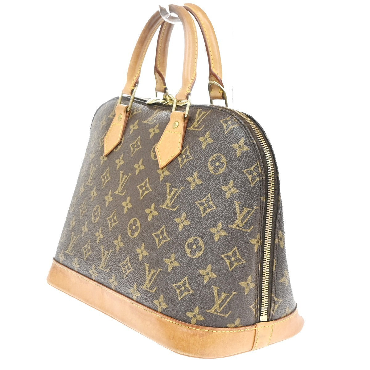 LOUIS VUITTON LV Logo Alma Hand Bag Monogram Leather Brown France M51130 70YJ230