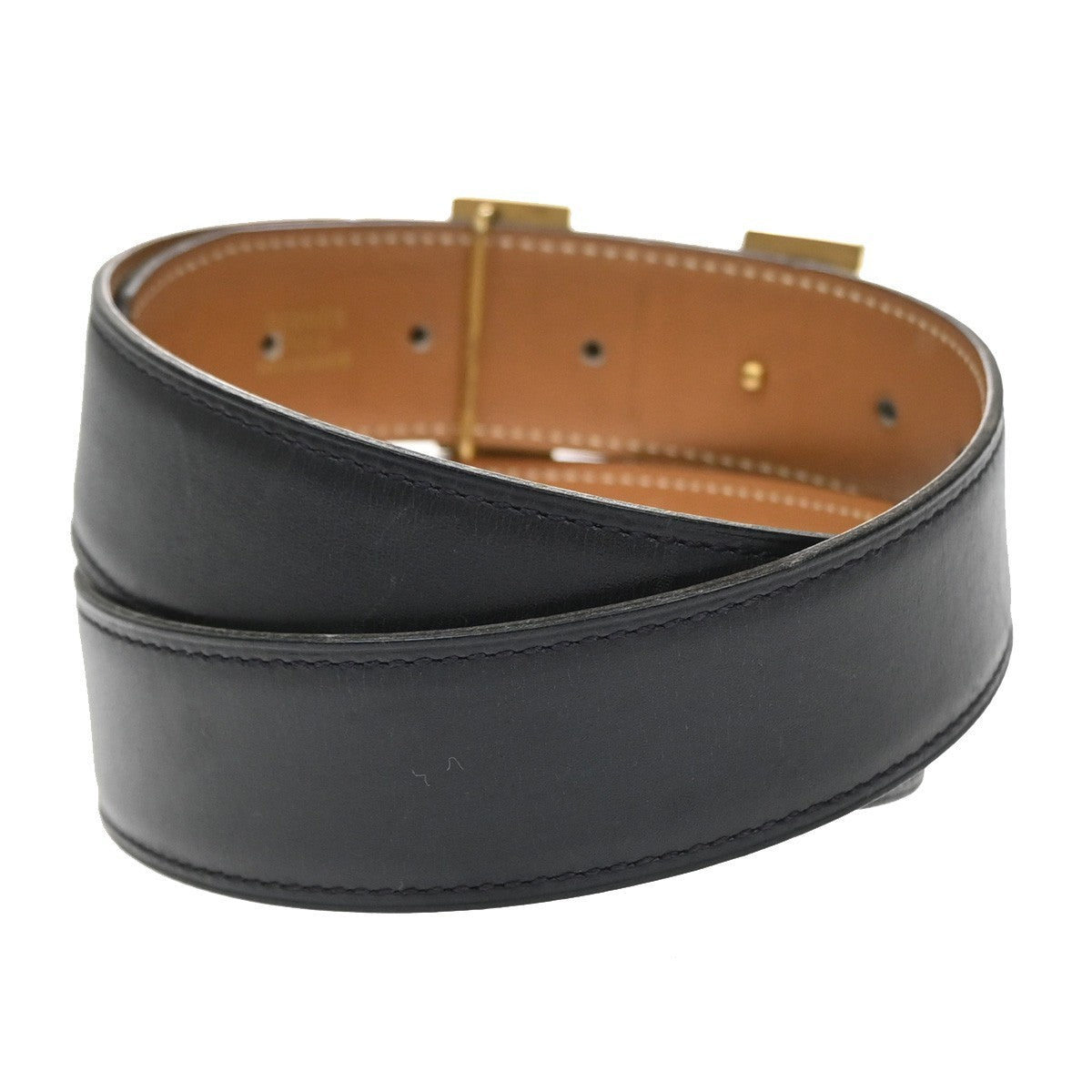 HERMES Constance H Logo Reversible Buckle Belt Leather Size 70 BK BN GHW 38RQ047