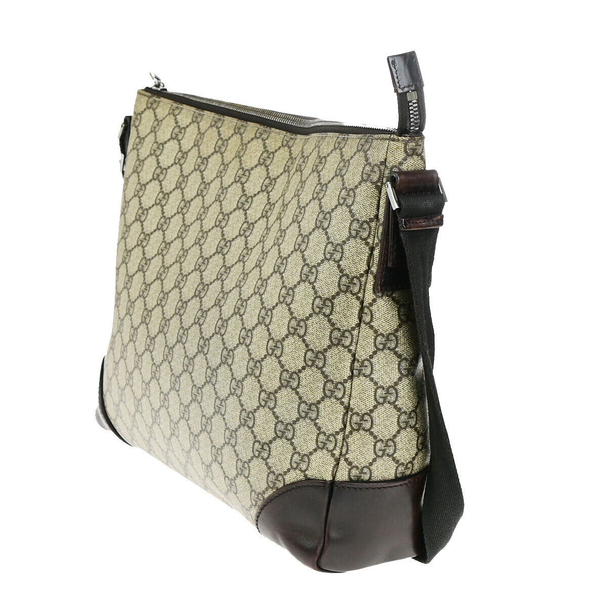 GUCCI Logo GG Pattern Crossbody Shoulder Bag PVC Leather Brown Italy 04YG476