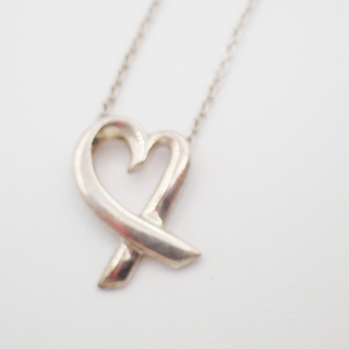 TIFFANY & CO. Paloma Picasso Loving Heart Necklace Silver Ag 925 09EG279