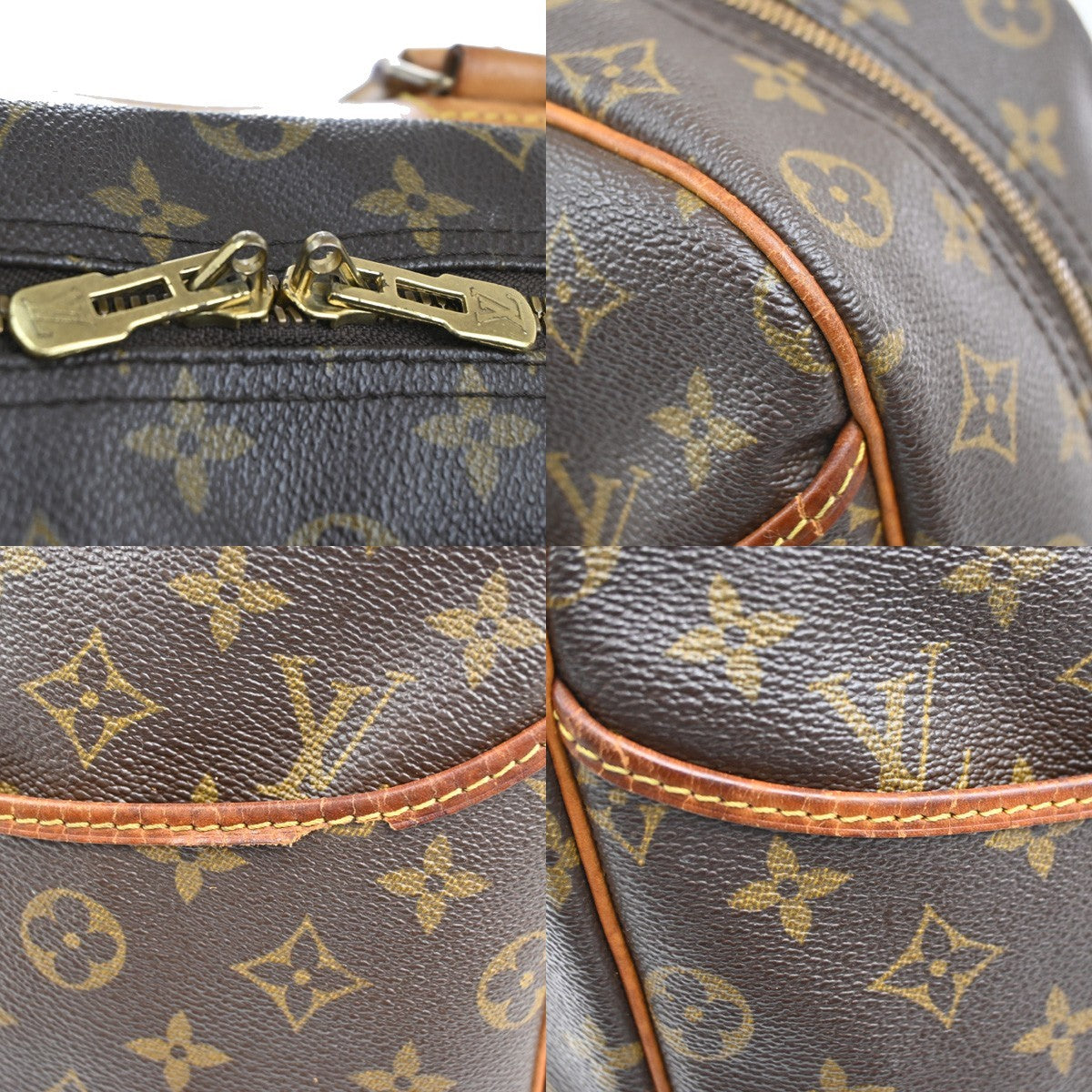 LOUIS VUITTON LV Logo Deauville Hand Bag Monogram Leather Brown M47270 34AA104