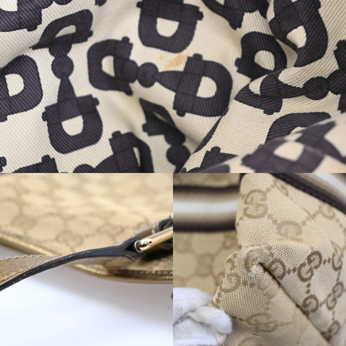 GUCCI GG Sherry Line ShoulderTote Bag Canvas Leather Beige Italy 137396 31MA072