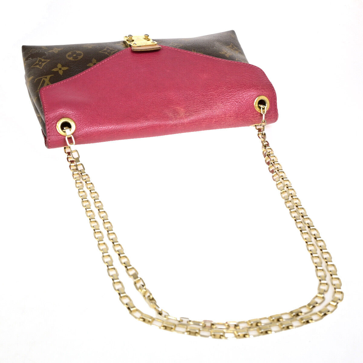LOUIS VUITTON Pallas Chain Shoulder Bag Monogram Leather Cerise M41201 70YF618