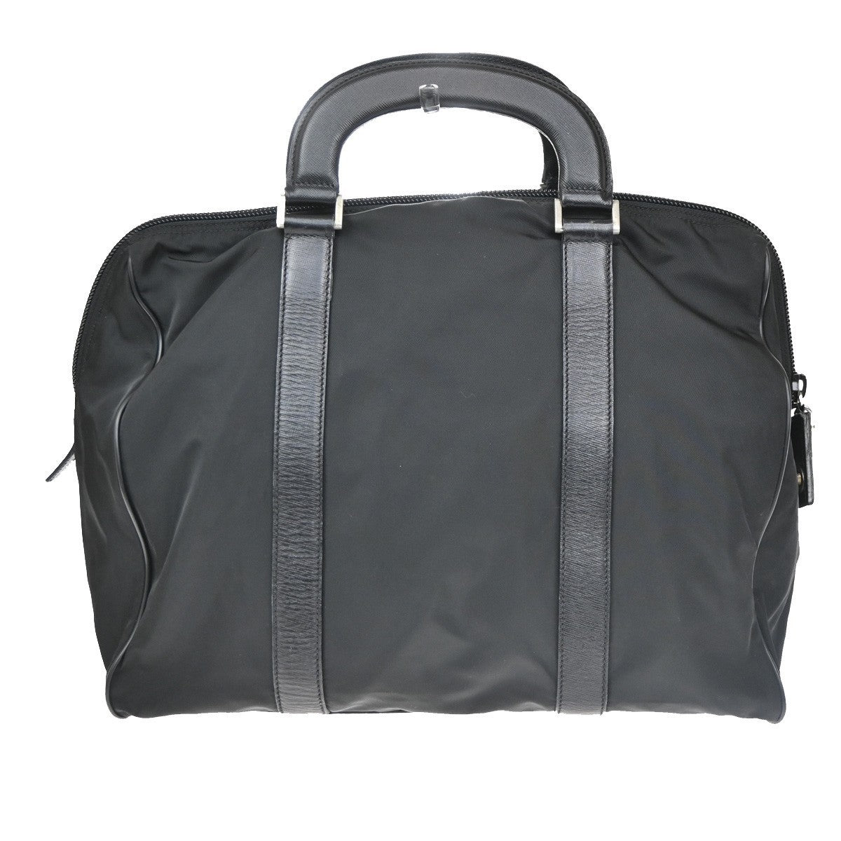 PRADA MILANO Logo Tessuto Hand Bag Nylon Leather Black SHW  61CB060