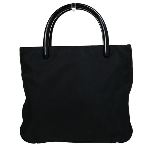 PRADA MILANO Logo Tessuto Hand Bag Nylon Plastic Black Made in Italy 69EB322