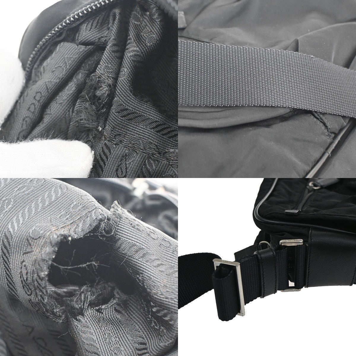 PRADA MILANO Tessuto Messenger Shoulder Bag Nylon Leather Black 64KC010