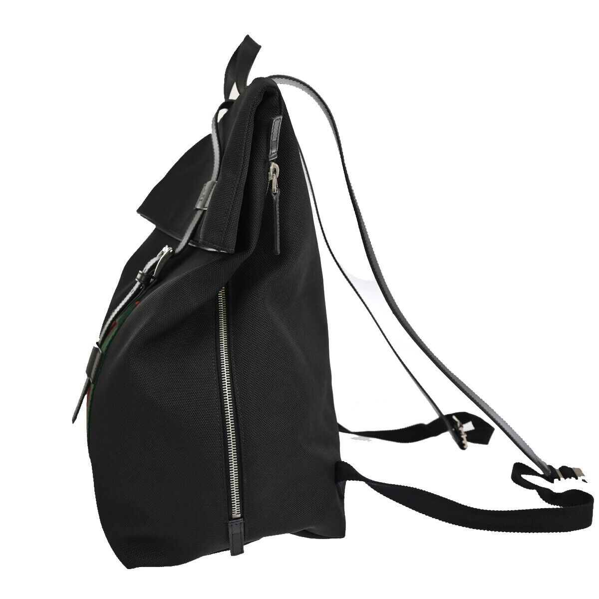 GUCCI Logo Sherry Backpack Bag Canvas Leather Black SHW Made in Italy 50EA811