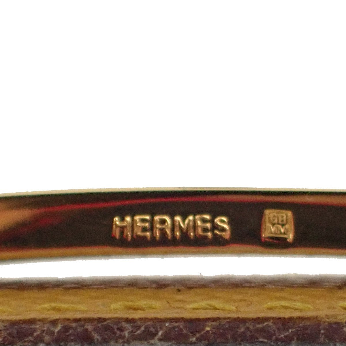 HERMES Logo Constance H Buckle Belt Size 65 Leather Yellow Black France 34RL638