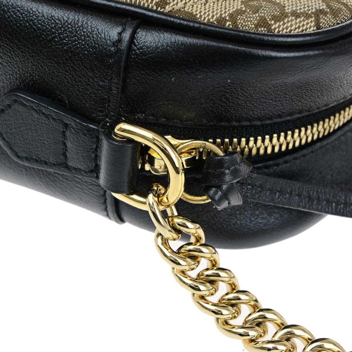 GUCCI Marmont GG Pattern Chain Shoulder Bag Canvas Leather BN BK GHW 687RK036