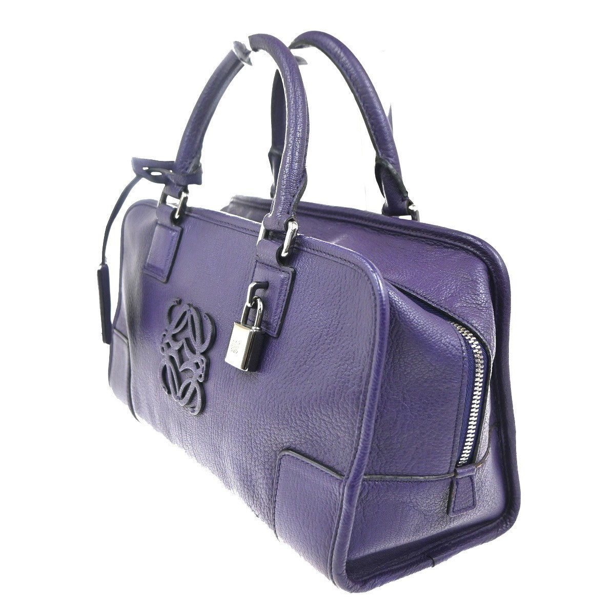 LOEWE Anagram logo Amazona 28 handbag suede Leather Purple Spain SHW 50RL795