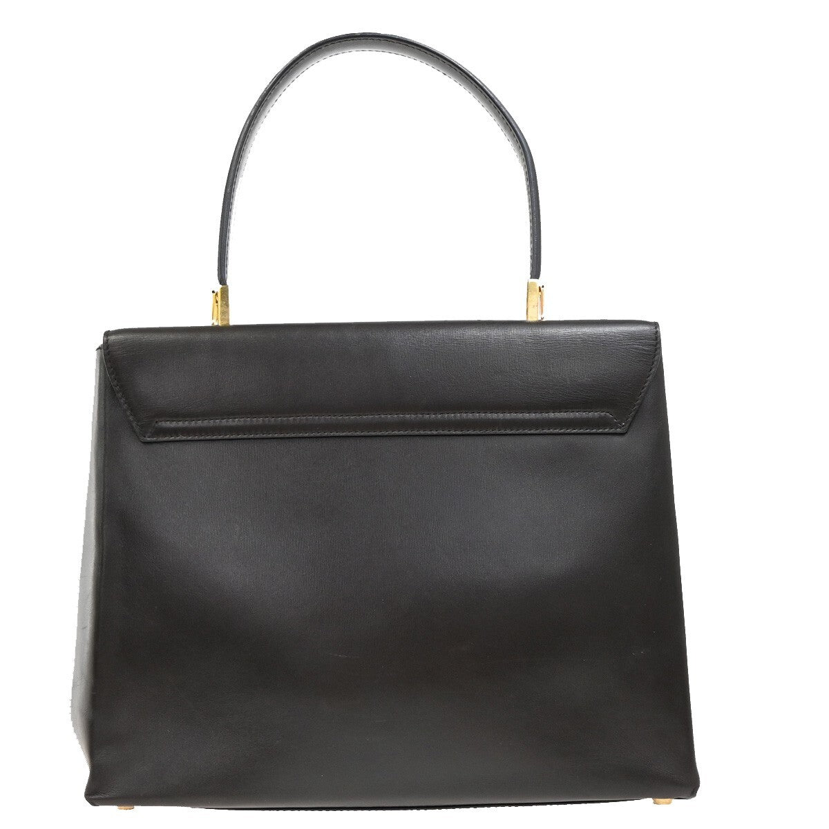 SALVATORE FERRAGAMO Logo Gancini Hand Bag Leather Brown GHW Italy 60EE943