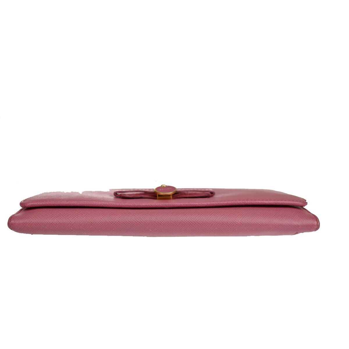 PRADA Logo Saffiano Bow Long Bifold Wallet Purse Leather Pink Italy 02EA641