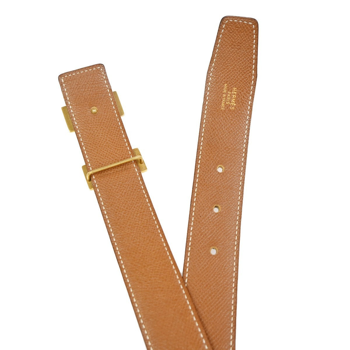 HERMES Logo Constant Reversible Buckle Belt Size 65 Leather Black BN GHW 34RL984