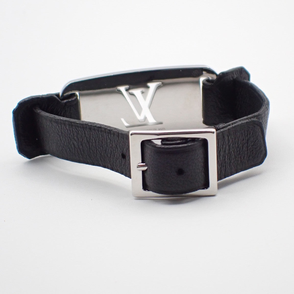LOUIS VUITTON Champs Elysees Bracelet Leather Black Silver M65458 02KP066
