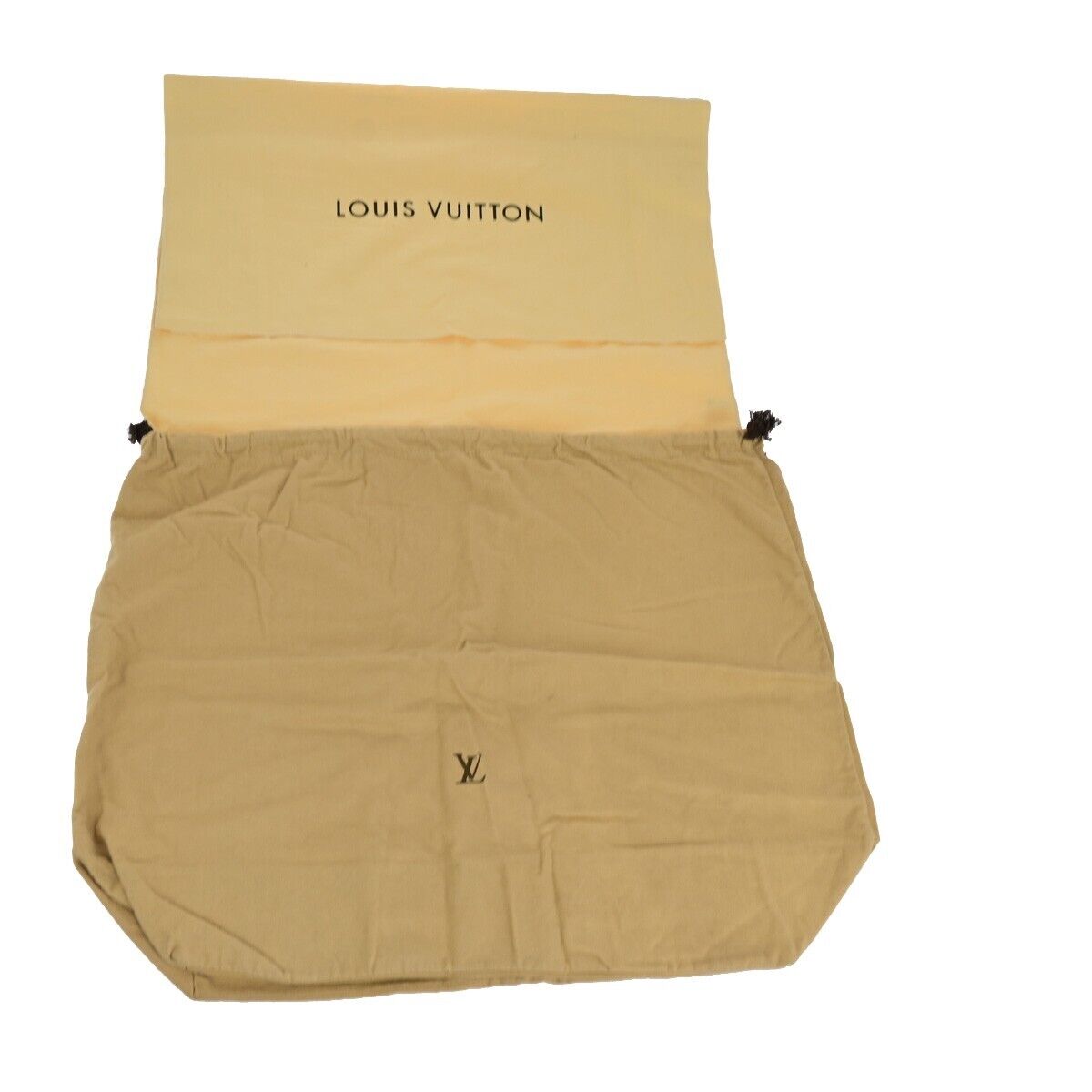 LOUIS VUITTON Logo 10 Set Dust Bag Drawstring Canvas Cotton Beige Brown 09YG349
