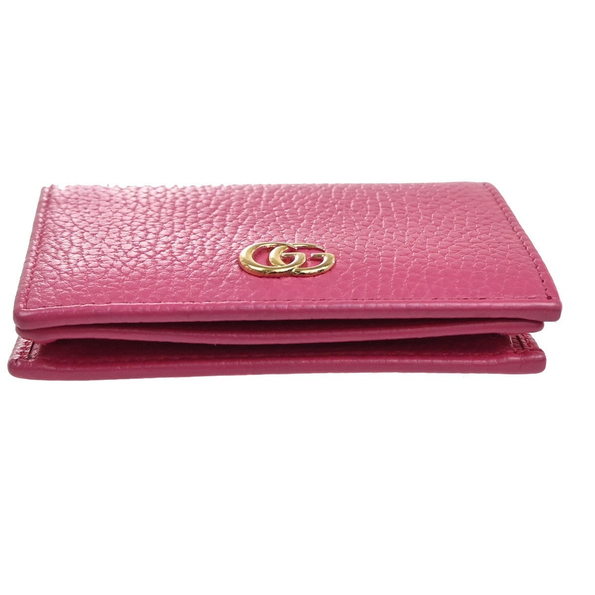 GUCCI Logo GG Marmont Trifold Compact Wallet Leather Pink GHW Italy 37MA483