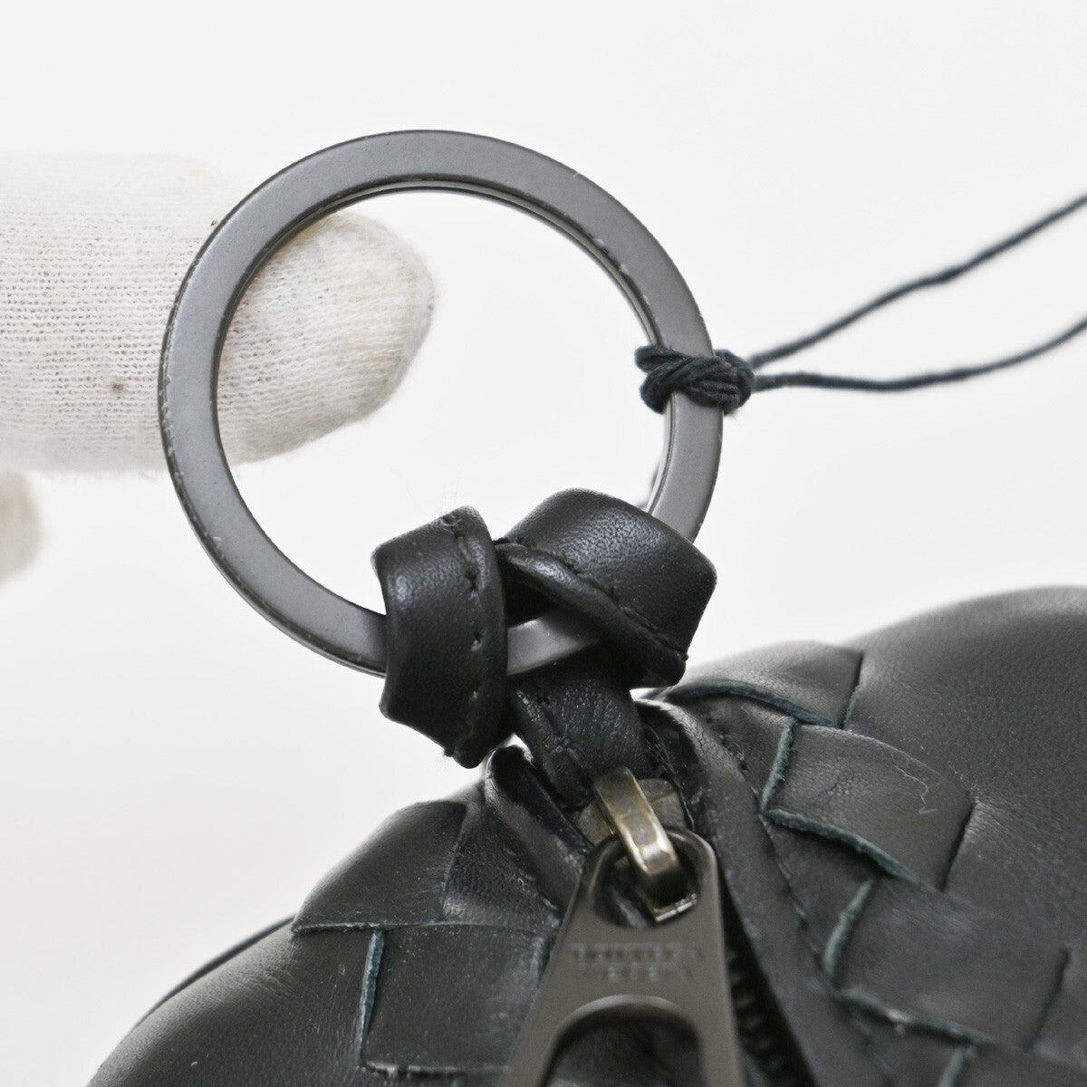 BOTTEGA VENETA Intrecciato Chain Coin Case Wallet Leather Black Italy 65EE897