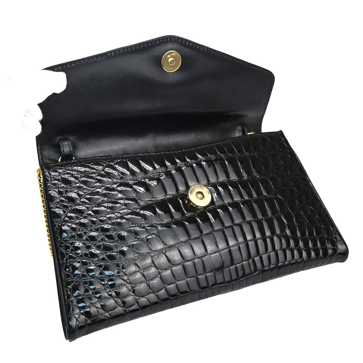 LOEWE Logo Anagram 2way Chain Shoulder Clutch Bag Exotic Leather Brack 88ED471