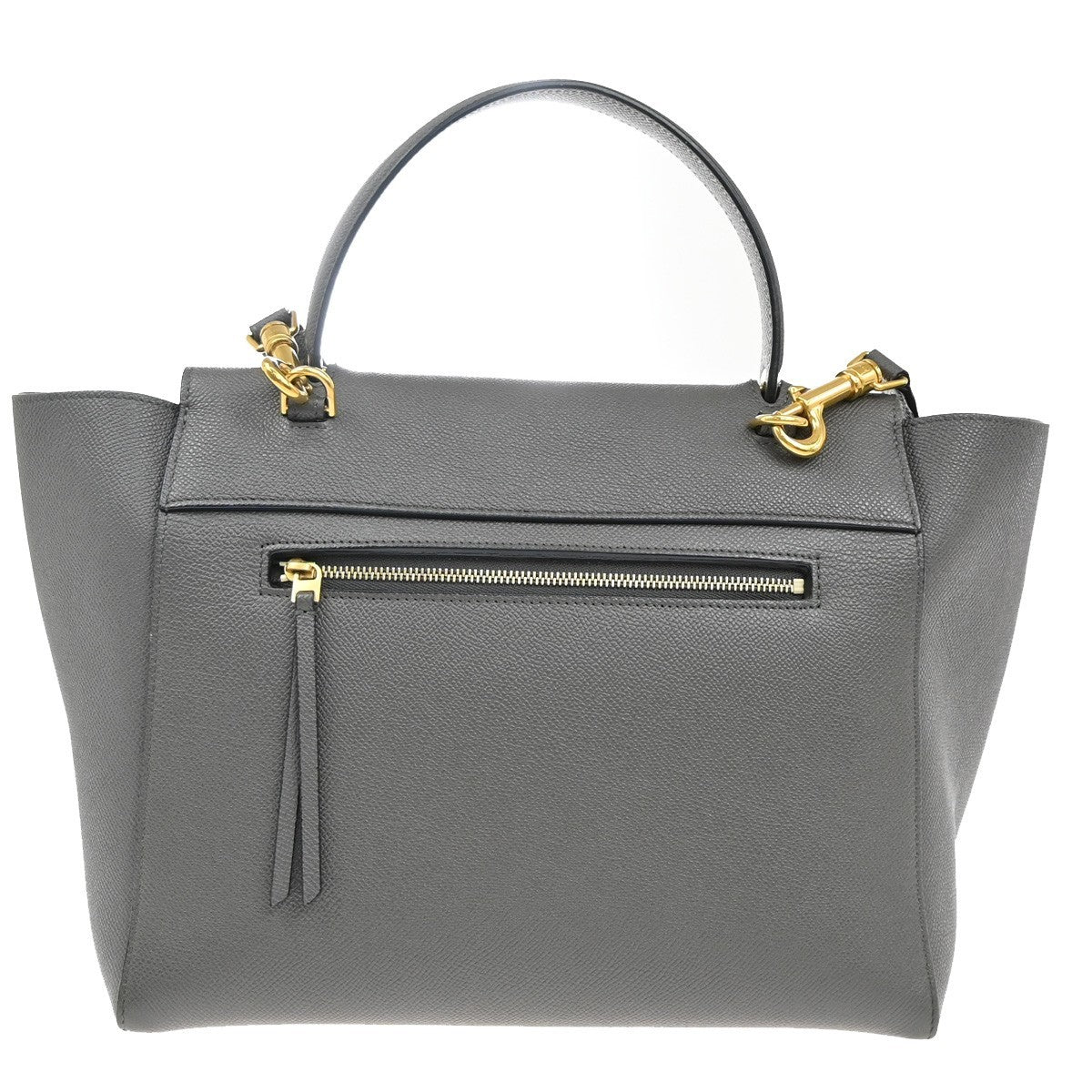 CELINE Logo Belt Bag Mini 2Way Shoulder Hand Bag Leather Gray GHW Italy 58RF719