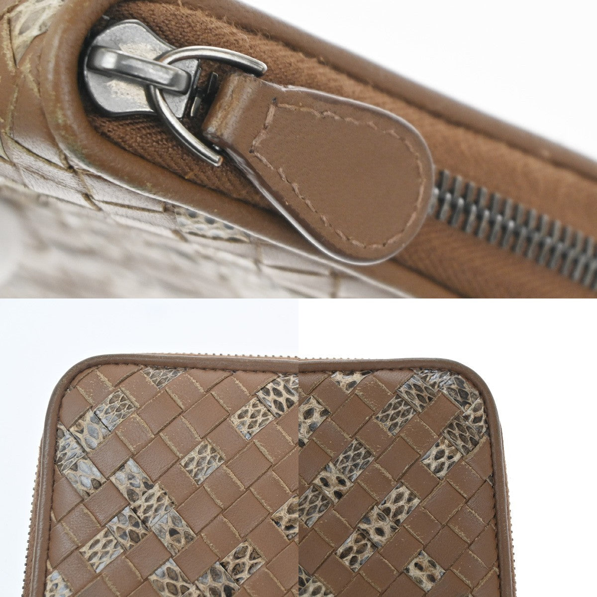 BOTTEGA VENETA Intrecciato Zip Around Long Wallet Embossing Leather BN 67KC539
