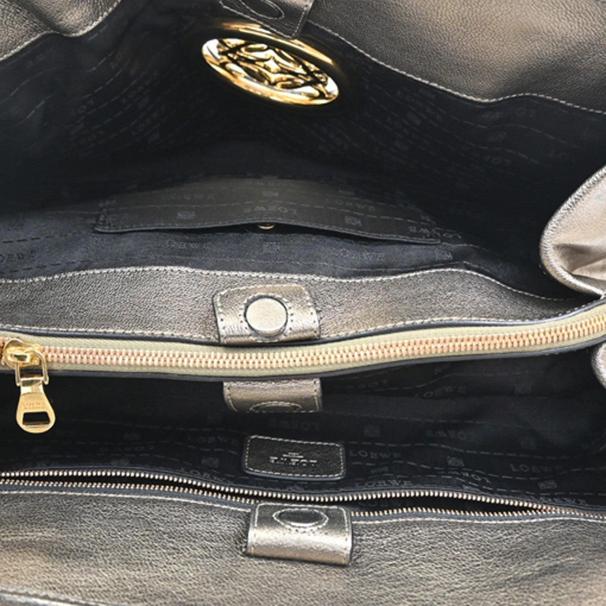 LOEWE Anagram Shoulder Bag Leather Metallic Gold GHW Spain 70KC465