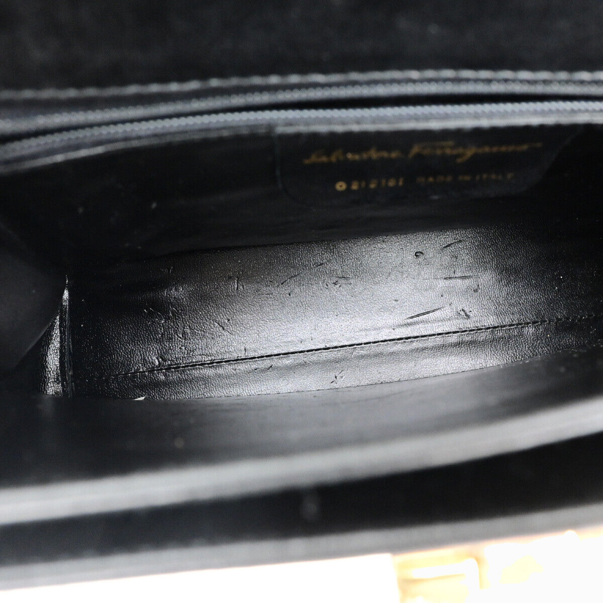 SALVATORE FERRAGAMO Gancini 2Way Shoulder Hand Bag Leather Black GHW 89YF705