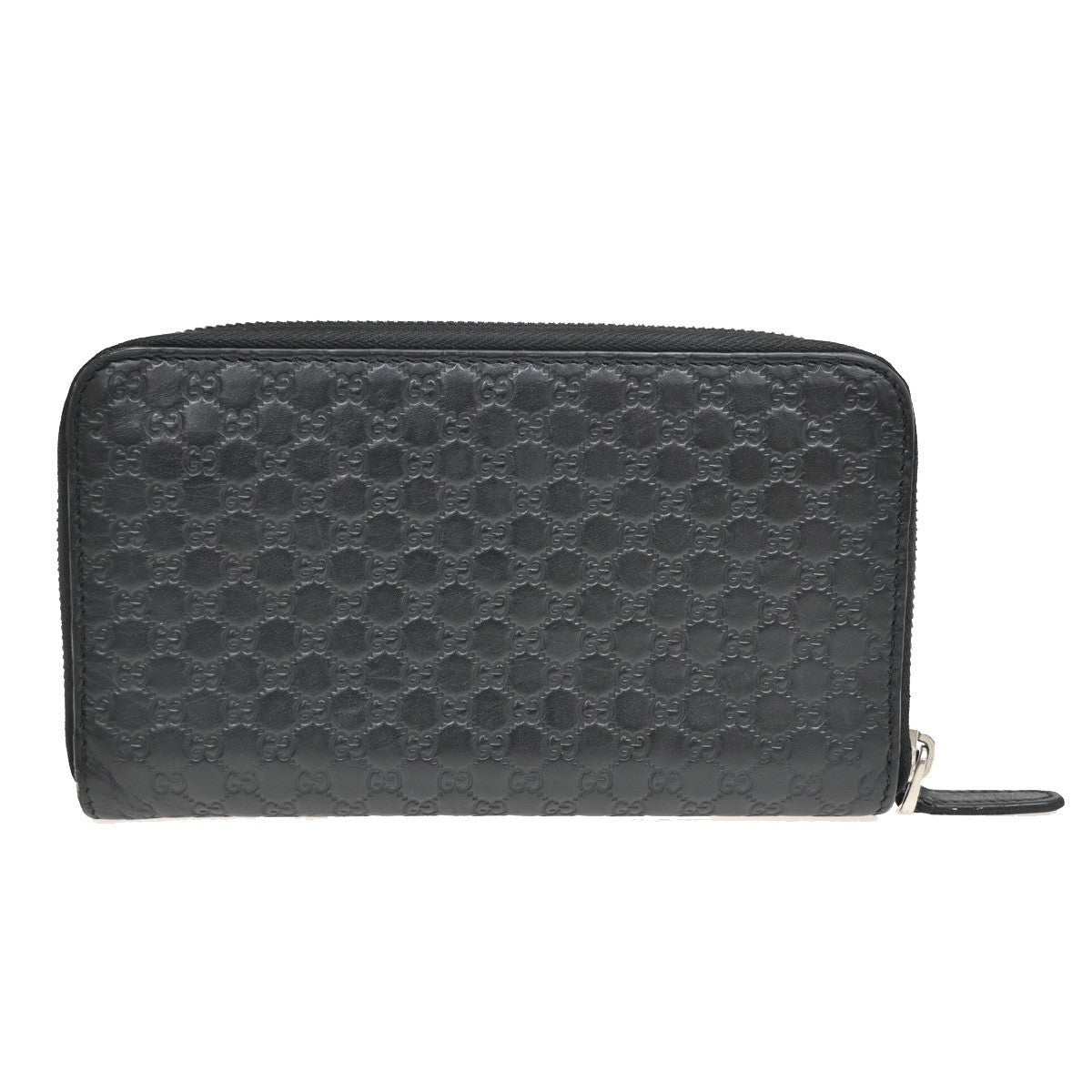 GUCCI Logo Guccissima GG Pattern Long Zipper Wallet Leather Black 60FC118