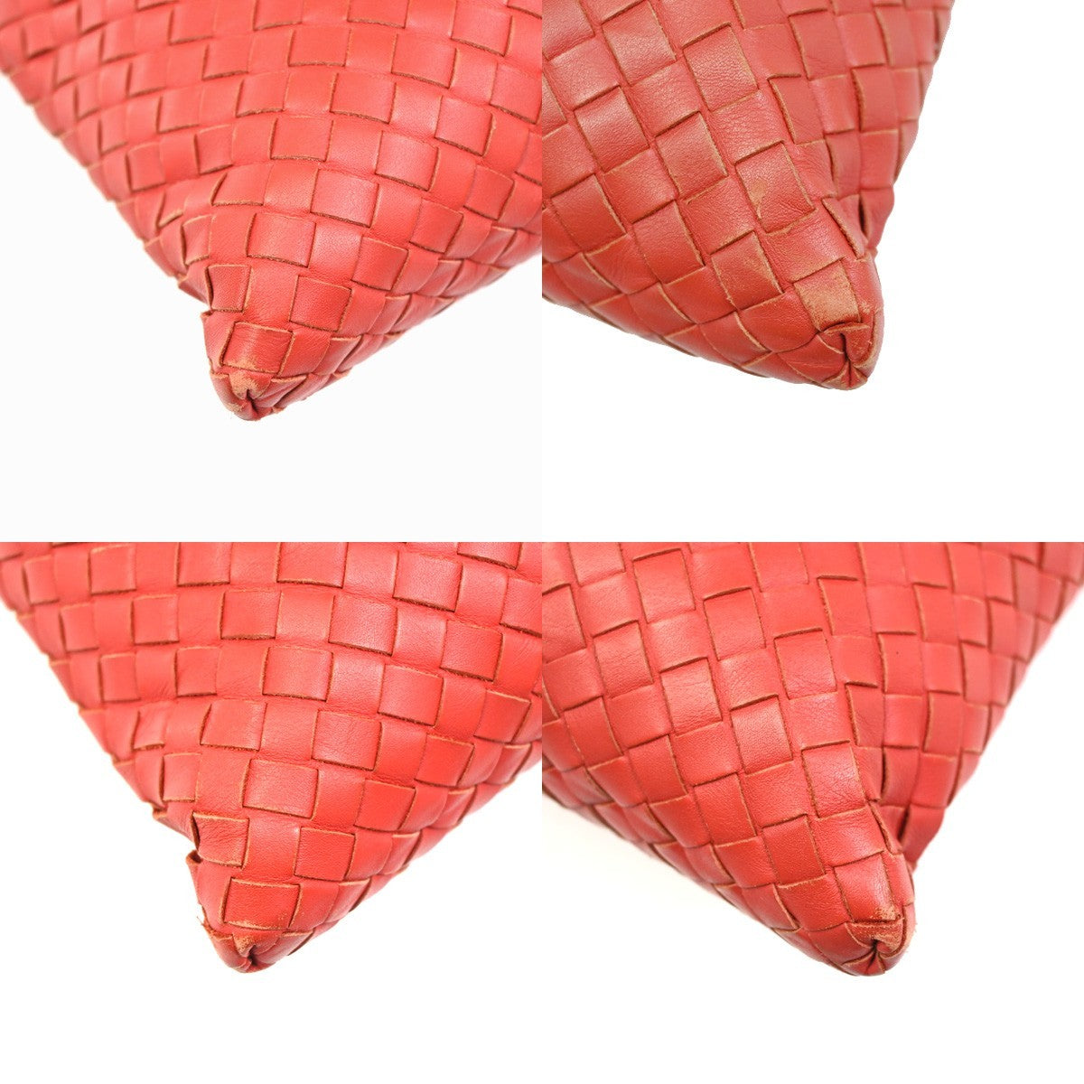 BOTTEGA VENETA Intrecciato Logo Messenger Crossbody Bag Leather Red 79ZA123